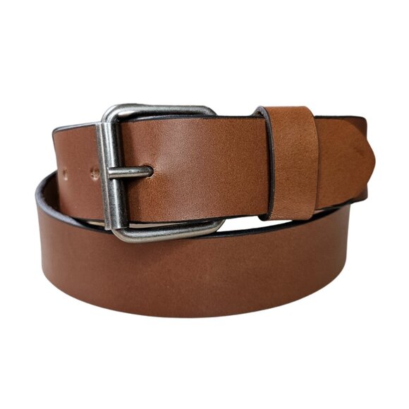 Men's Full Grain American Steer Hide Leather Tan Belt 1 1/2" Inches Wide USA - Picture 3 of 4